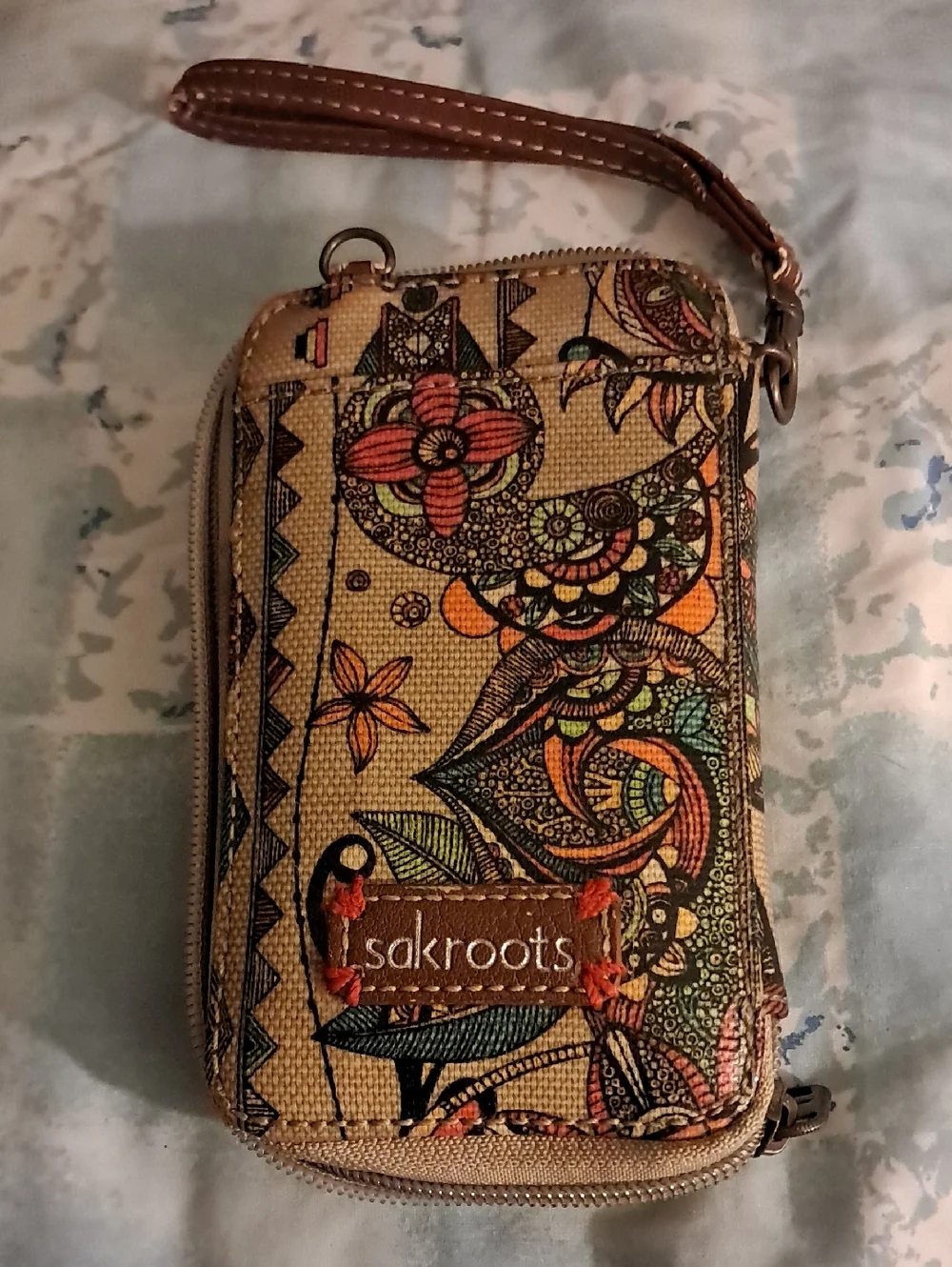 Sakroots Floral owl wristlet